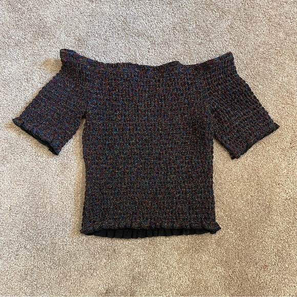 UO Sparkly Black Off the Shoulder Top - Picture 1 of 4